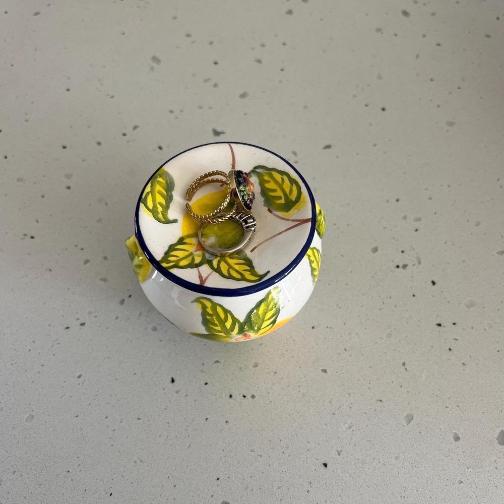 Hand Painted Italian Lemon Trinket Dish Amalfi Coast Ring Holder Decor - Picture 5 of 7